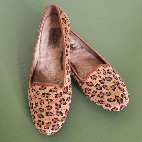 Ugg Leopard Print Alloway Suede Loafer Flats 6 - Picture 1 of 7